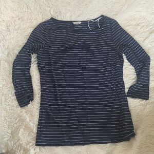 Striped Navy Long Sleeve Boatneck Tee